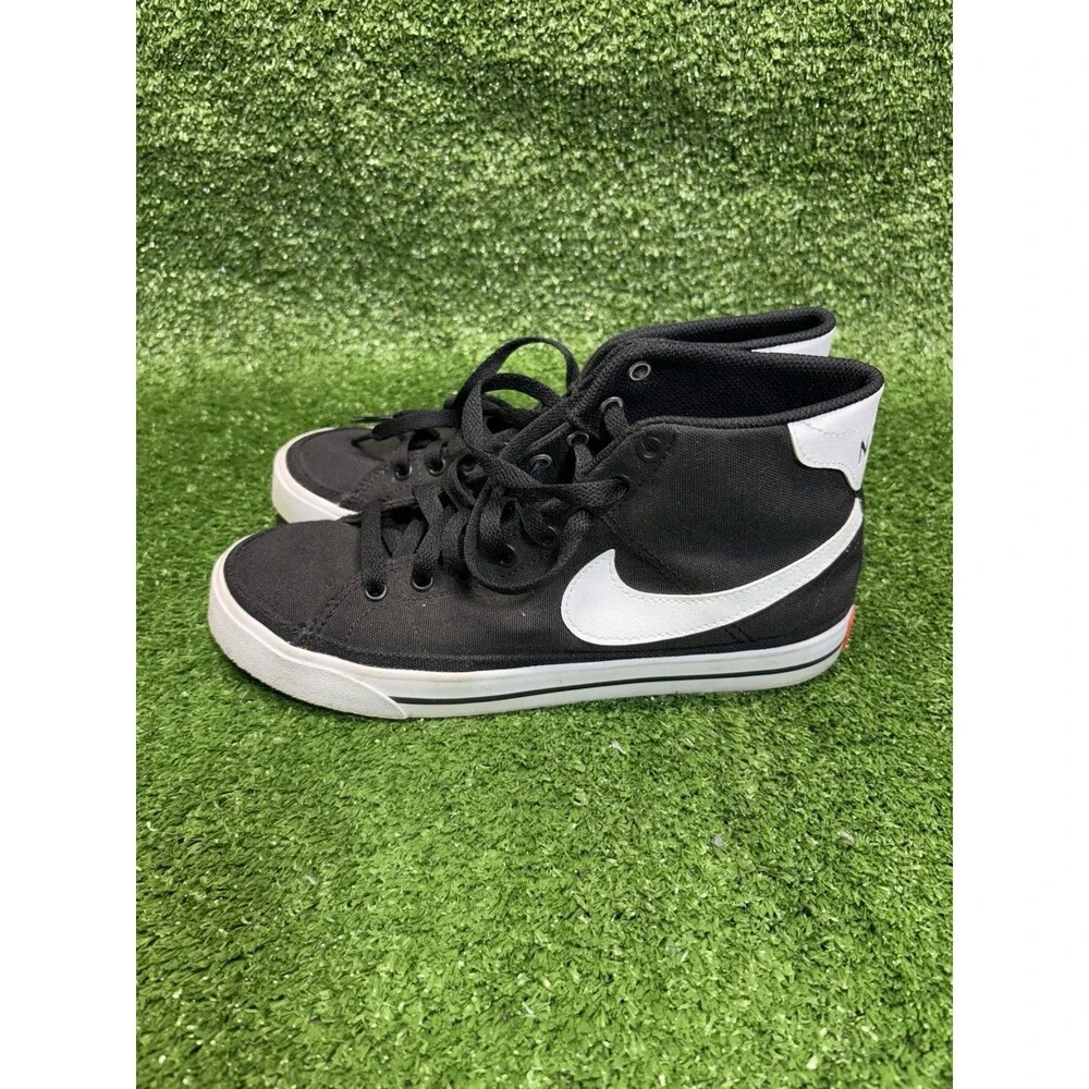 EUC Nike Court Legacy Women's Canvas Mid US 8 Black White DDO161-001 Clean Retro
